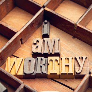I am worthy in wooden typeset letters