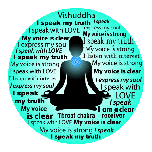 Meditating woman. Vishuddha chakra affirmation