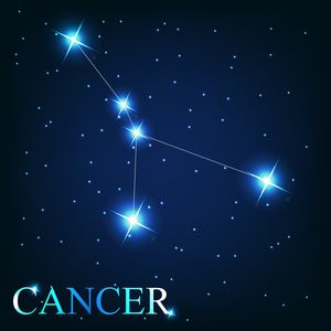 cancer zodiac sign of the beautiful bright stars on the background of cosmic sky