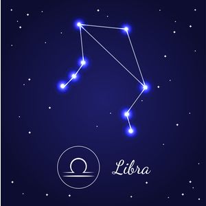  illustration of bright blue star planet zodiacal symbols Astrology