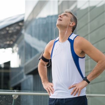 Runner pausing to take a breath