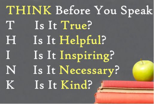 Inspirational message of Think Before You Speak,