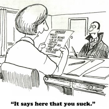 Business cartoon about a job interview.